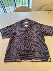 Rhude Shirt Collared Button Down Short Sleeve Zebra Black Gray New Mens M