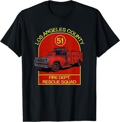 NEW LIMITED Los Angeles County 51 Truck Fire Dept Rescue Squad T-Shirt
