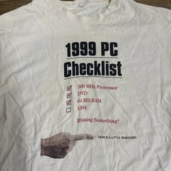 Vintage Texas Instruments 1999 PC Checklist Shirt Size 2XL? Yellowing
