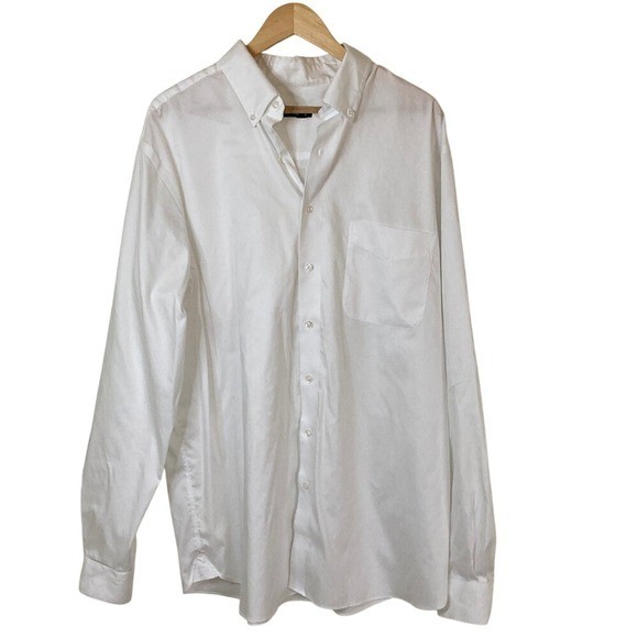 Rochester Mens Classic White Button Down Shirt Size 18 38/39T Egyptian Cotton