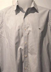 Lacoste Devanlay Button Up Gingham Tailored Fit 100% Cotton Men’s 42 Large EUC