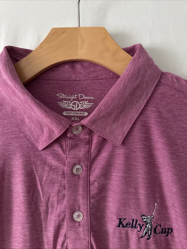 Straight Down Men’s Performance Golf Polo Shirt XXL Heathered RED ‘KELLY CUP’