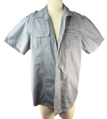 Vintage Marc Ecko Deadly Threads Button Up Shirt Large Gray Utility Military Y2K