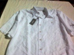 NWT Ashworth button down, white, men’s M, Sunrise Ford, rayon polyester blend