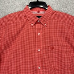 Ariat Pro Series Shirt Mens Large Red Gingham Check Western Rodeo Vented Pockets