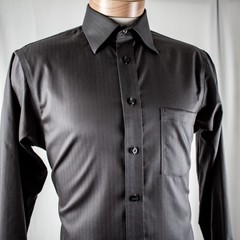 JOSEPH ABBOUD Silver Gray Solid Striped Cotton Men Dress Shirt Size 15