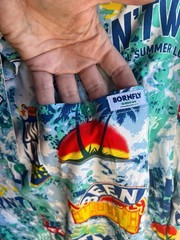 Born Fly Beach House Men’s MEDIUM Button Up Short Sleeve Hawaiian Camp Shirt