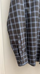 Hugo Boss Button Up Shirt Dark Gray & Blue Check Plaid Mens 16.5 34/35 Sharp Fit