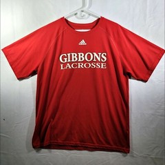 Adidas Climalite Men’s Size L Solid Red Gibbons Lacrosse Team Athletic T-Shirt
