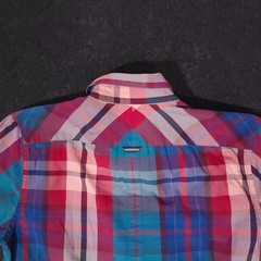 Fred Perry Button Down Shirt Large Multicolor Madras Plaid Short Sleeve Mod 60s
