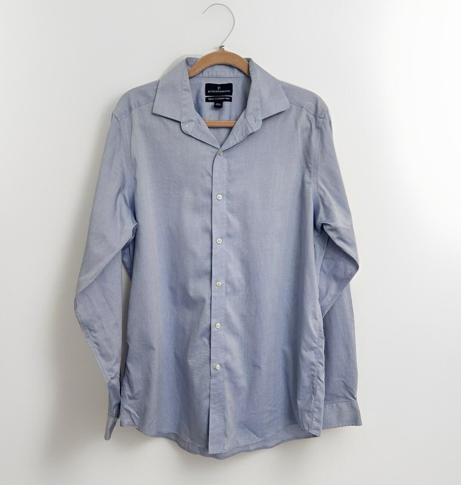 Buttoned Down Mens Button Up Long Sleeve Shirt Size 16 1/2 37 Blue Casual