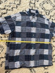 Brooks Brothers Blue Multi-Print Patchwork Short Sleeve Button Shirt Men Size XL