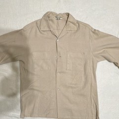 Pilgrim Men’s Loop Collar Beige Button-Up Long Sleeve Point Collar Shirt Medium