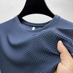 Silk High-End Solid Color High Quality Short Sleeve T Shirts Men’s