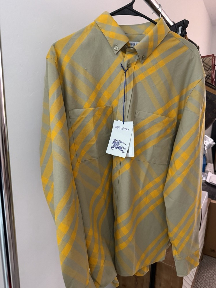 Authentic Burberry Eydon Check Button-Up Shirt – New With Tags