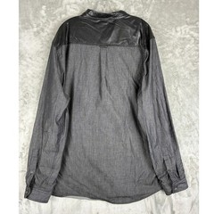 INC International Concepts Mens XXXL Gray Hooded Button Down Faux Leather Trim
