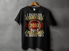 22nd Birthday T Shirt Born In 2003 Mens Gifts 22 Years Old Tee Aged Perfectly