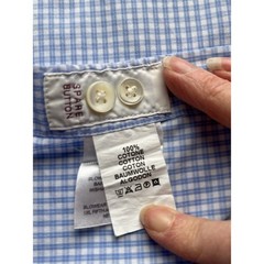 Glanshirt Slowear Shirt Mens Size 39in 15.5cm Blue Micro Check Cotton Italy