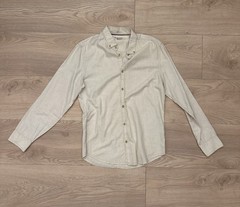 Original Penguin Button Down Shirt LARGE Cream Heather Linen * FREE Shipping*
