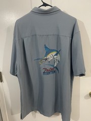 Hook And Tackle Fishing Shirt Size XXL Blue Bill Fish Embroidered Back Design