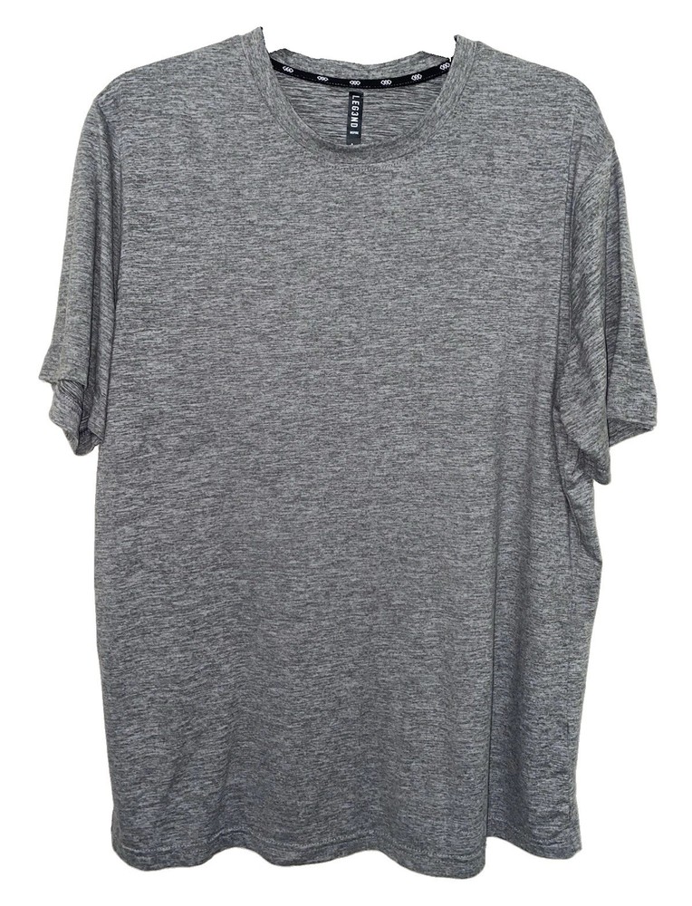 LEG3ND Men’s Gray Solid Crew Neck Short Sleeve Knit T-Shirt Regular Size L