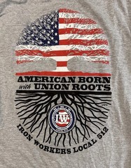 Iron Workers Local 512 Union Made Dignity Apparel 2XL Long Sleeve Gray Shirt