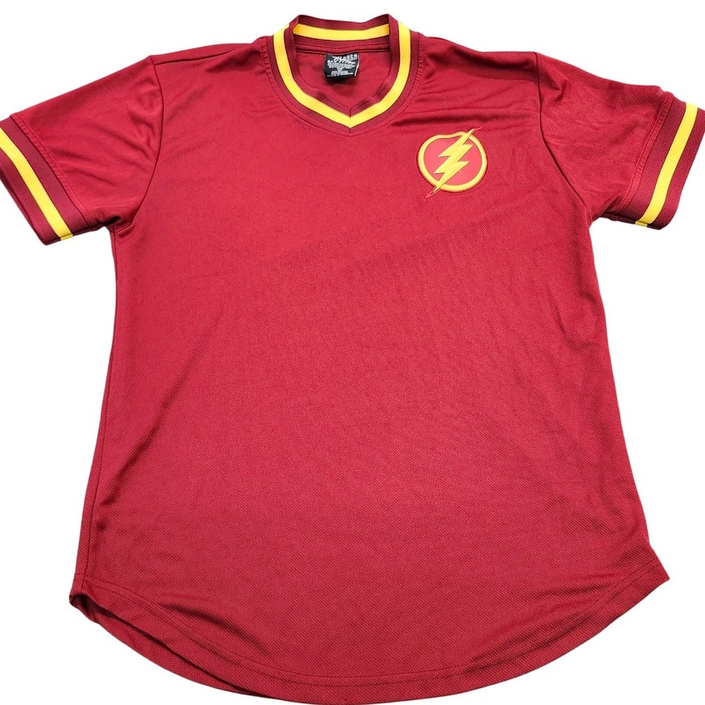 BoxLunch DC Comics The Flash Maroon Jersey Mesh T-Shirt Mens Medium Embroidered
