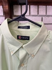 Chaps Regular Fit Twill Non-Iron Solid Green Dress Shirt 15.5 32/33 Men