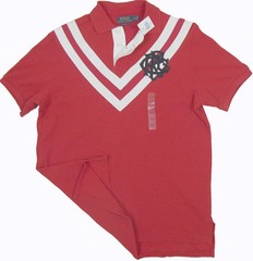 NEW $125 Polo Ralph Lauren Polo Shirt! Red Custom Fit Rugby Stripes Back Number