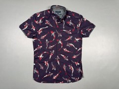 Men’s Ted Baker Fish Pattern Short Sleeve Slim Fit Shirt size S/M