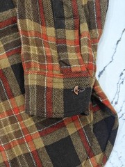 VTG Pendleton 100% Wool Button Flannel Shirt Men Medium Fall Orange Black Plaid