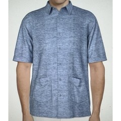 Cafe Luna Men’s Shirt Size XL Linen Blend Button Front Hawaiian Pockets Blue PA3