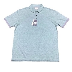Linksoul Polo Shirt Mens XL Green Gray Striped Luxury Cotton Golf NWT