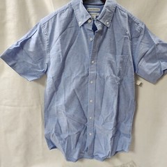 Essential Men’s Regular-Fit Short-Sleeve Pocket Oxford Shirt, Blue, XS