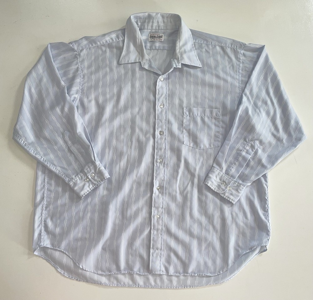 KingSize Long Sleeve Button Down Shirt – 3XL – Light Blue/White