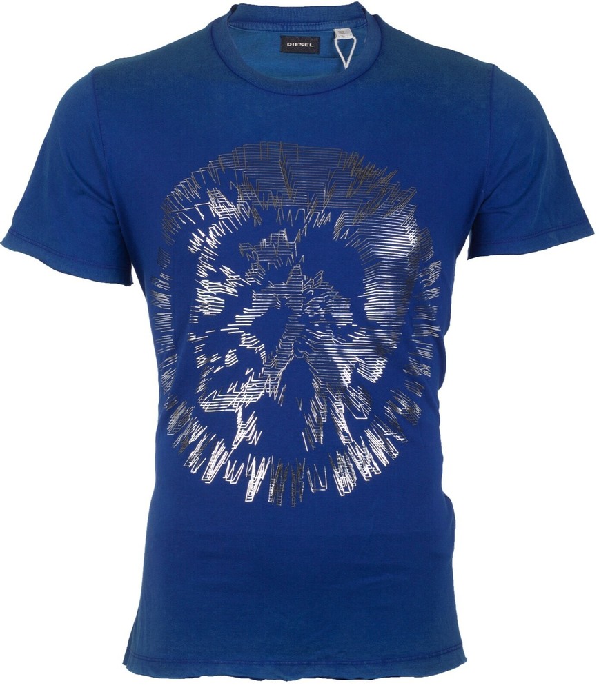 Vintage Y2K $98 DIESEL Royal Blue MIREY Short Sleeve Slim Fit Designer T-shirt