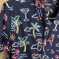 Chubbies Button Down Popover The Nutter Weekend Shirt Size Medium Neon Flamingo
