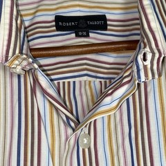 Robert Talbott Striped Button Front Dress Shirt Size 18-36 Warm Brown Tones