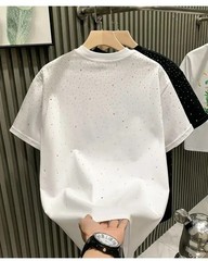 New Fashion Trend Rhinestone Hot Diamonds Summer Short Sleeve Luxury Men T-Shirt