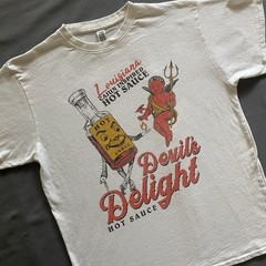 Brisco Brands Devil’s Delight Hot Sauce T Shirt Mens Large Beige Cream