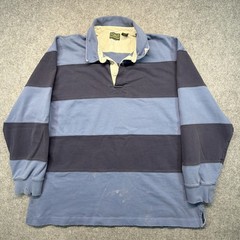 Vintage L.L. Bean Rugby Shirt Men’s XL Heavyweight Striped Long Sleeve Distress