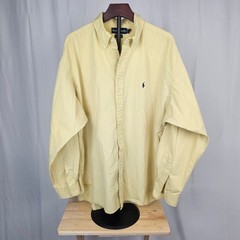 POLO RALPH LAUREN Blake Y2K Solid Yellow Button Down Men L USA Preppy Minimalist