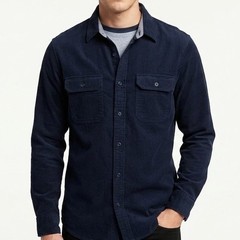 Old Navy 100% Cotton Flannel Button Down Ribbed Blue Soft Shirt Jacket Men XL