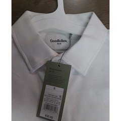 Goodfellow & Co Men’s White Performance Pique Button Down Long Sleeve Size Small