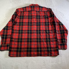 Vintage Claybrooke Shirt Mens Large Red Plaid Lined Flannel 100% Acrylic FLAWS