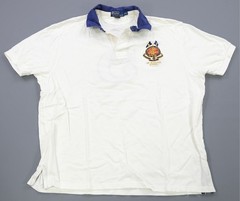 Rare VTG POLO RALPH LAUREN 381 Bleeker Q. Pier 18 #5 Rugby Shirt 2000s White 2XL