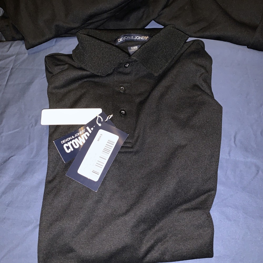 Devon & Jones Mens CrownLux Performance Short Sleeve Polo DG20 Black size medium