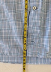 David Donahue Hidden Button-Down Shirt Blue Teal Glen Plaid Check Men’s L