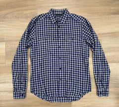 Theory Men’s Long Sleeve Button Shirt SMALL Blue Plaid Casual Chest Pockets