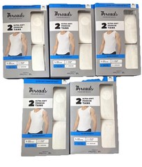 5X Threads Premium Basics White Men’s Tank Tops 2-Pack Ultra-Soft Breathable XL